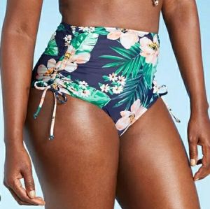 Women's Shirred Side-Tie High Waist High Coverage